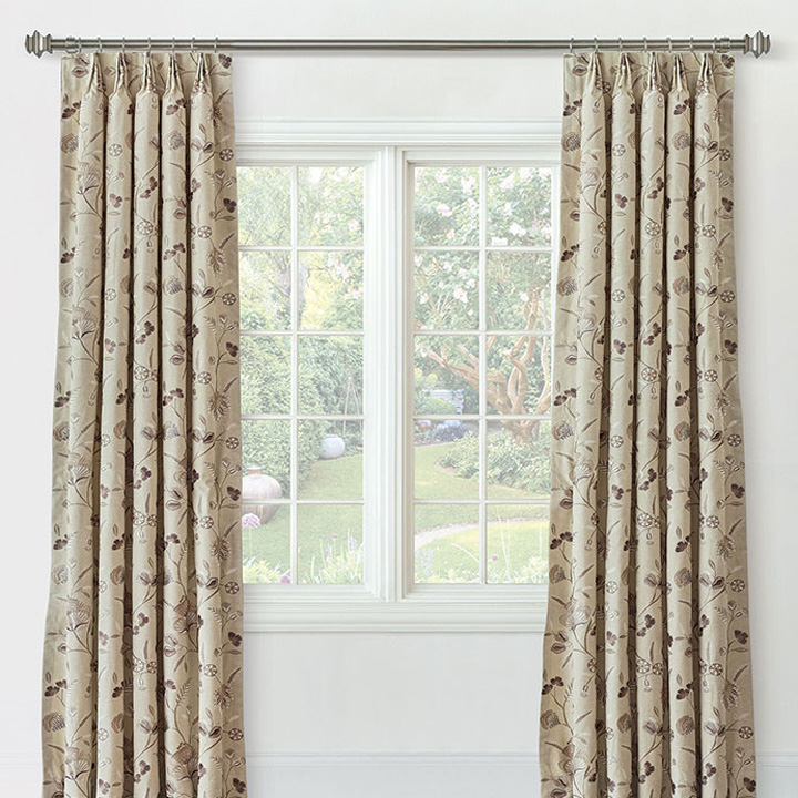 PROMENADE FLORAL CURTAIN PANEL IN STONE