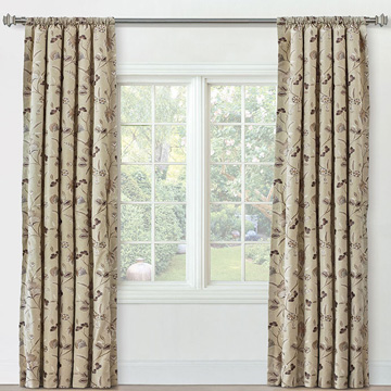 PROMENADE FLORAL CURTAIN PANEL IN STONE