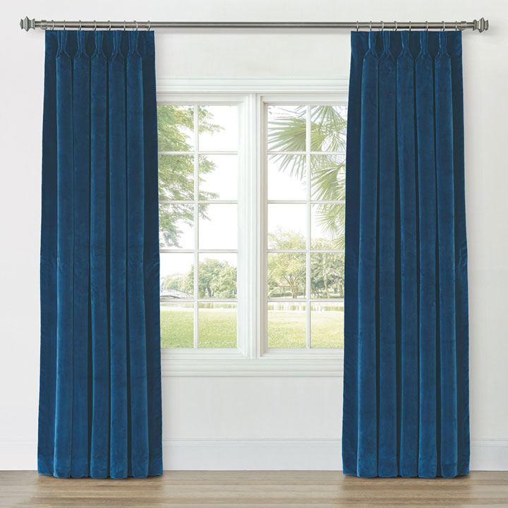 UMA VELVET CURTAIN PANEL IN BLUE