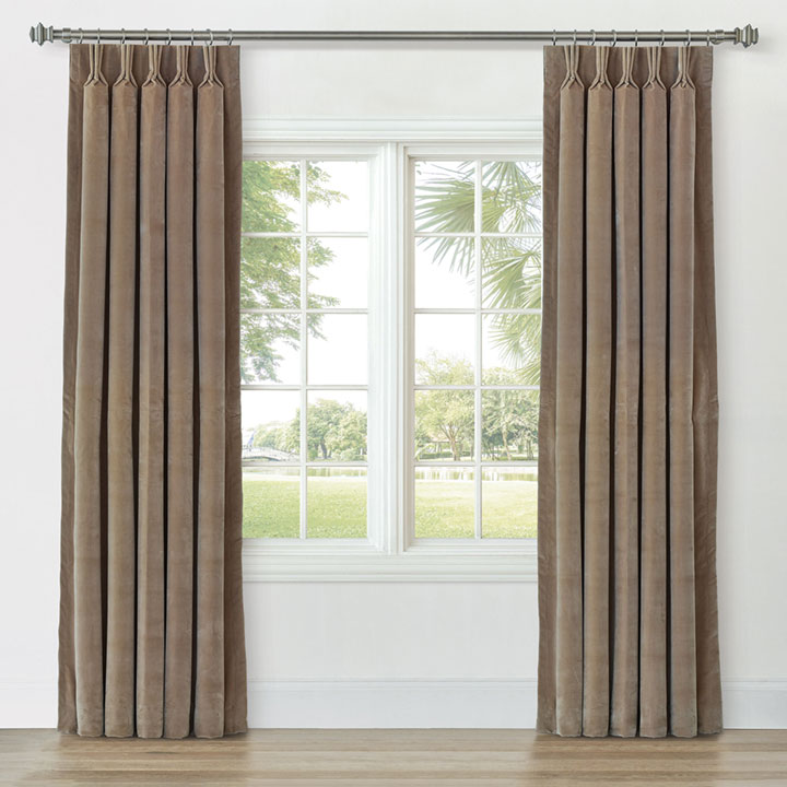 UMA VELVET CURTAIN PANEL IN KHAKI