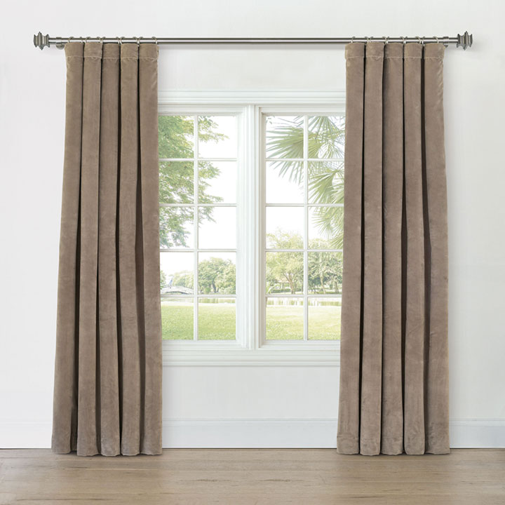 UMA VELVET CURTAIN PANEL IN KHAKI
