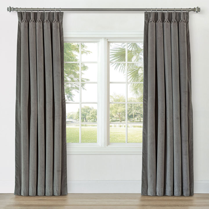 UMA VELVET CURTAIN PANEL IN GRAY
