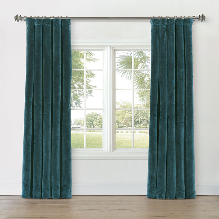 UMA VELVET CURTAIN PANEL IN TEAL