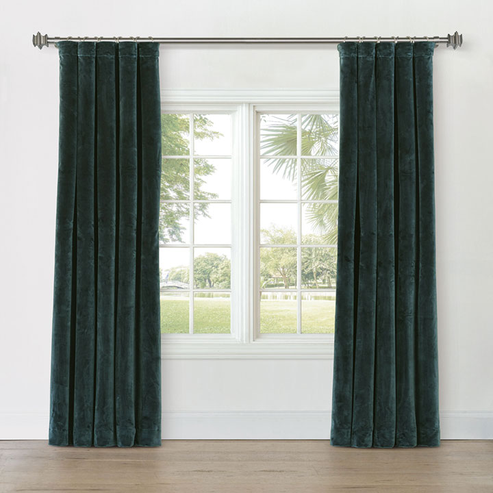 UMA VELVET CURTAIN PANEL IN EMERALD