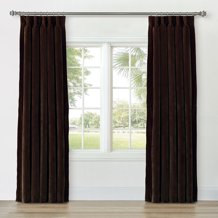 UMA VELVET CURTAIN PANEL IN BROWN