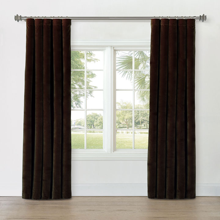UMA VELVET CURTAIN PANEL IN BROWN