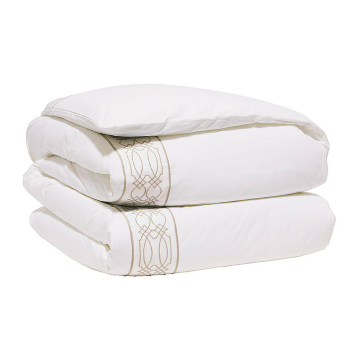 Nicola Embroidered Border Duvet Cover in Wheat