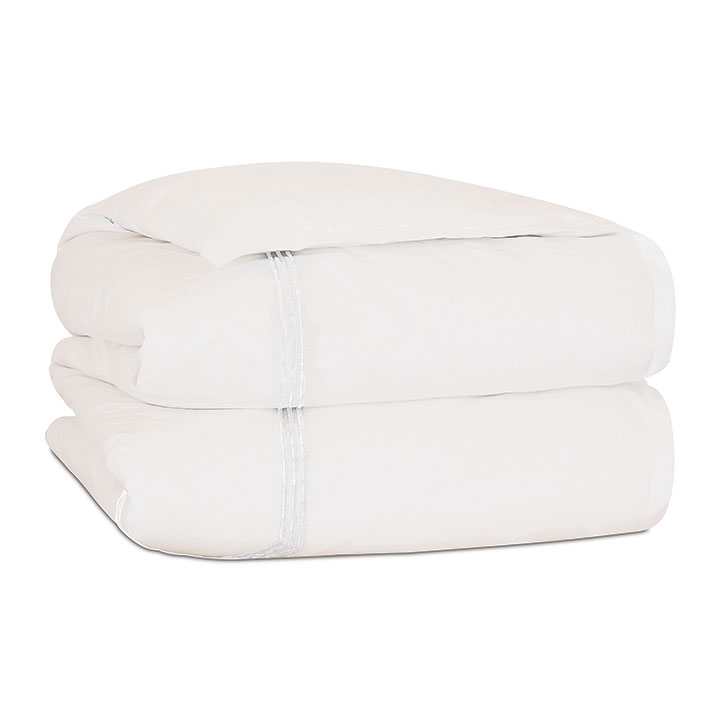 Tessa Satin Stitch Duvet Cover in Ivory/White