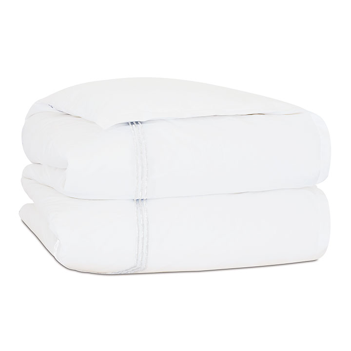 Tessa Satin Stitch Duvet Cover in White/White