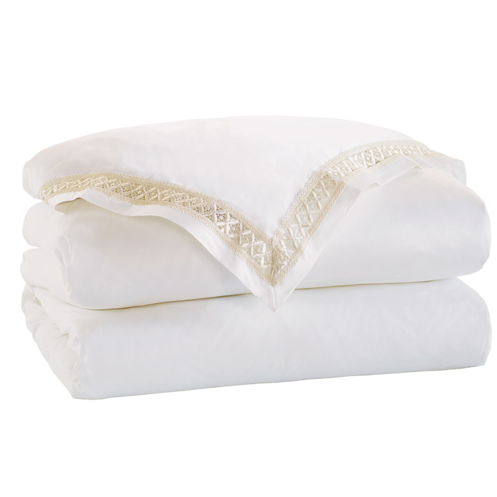 Juliet Lace Duvet Cover in White/Ivory