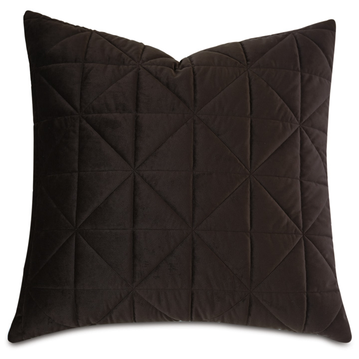 Nova Quilted Velvet Euro Sham in Cocoa