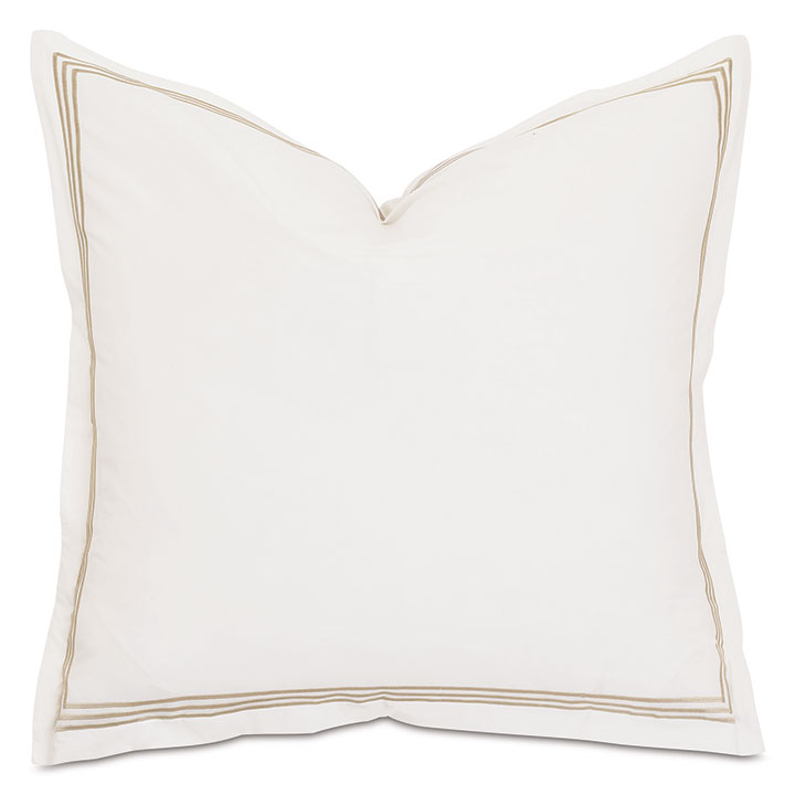 Tessa Satin Stitch Euro Sham in Ivory/Bisque