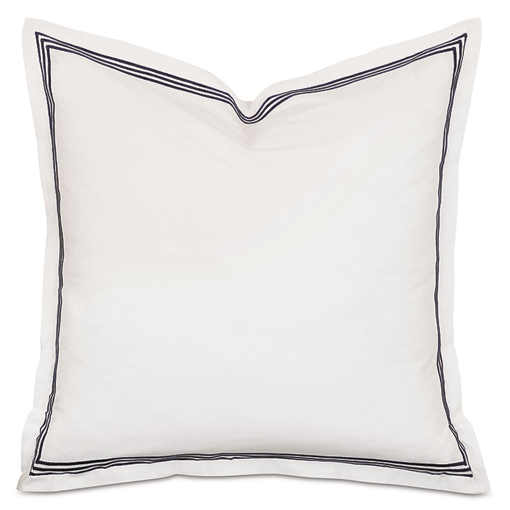 Tessa Satin Stitch Euro Sham in Ivory/Black