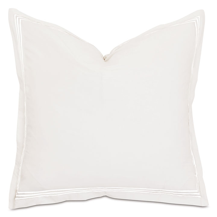 Tessa Satin Stitch Euro Sham in Ivory/White