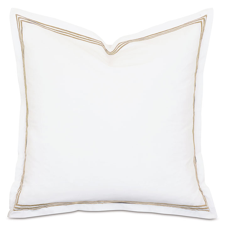 Tessa Satin Stitch Euro Sham in White/Bisque