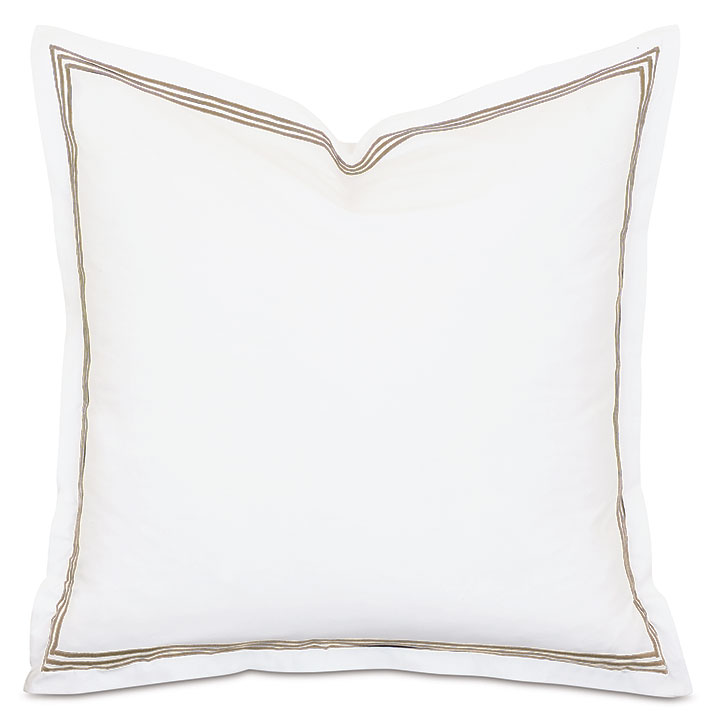 Tessa Satin Stitch Euro Sham in White/Sable