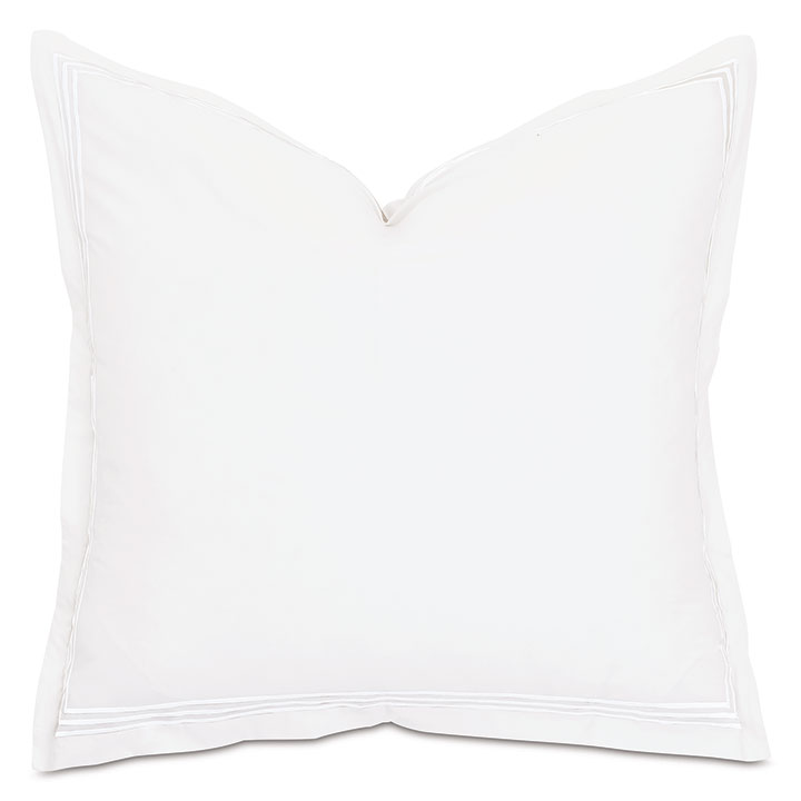 Tessa Satin Stitch Euro Sham in White/White