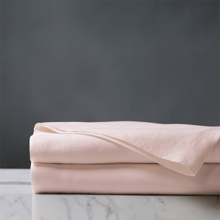 Shiloh Linen Flat Sheet in Petal