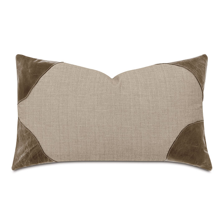 HIGGINS LEATHER CORNERS DECORATIVE PILLOW