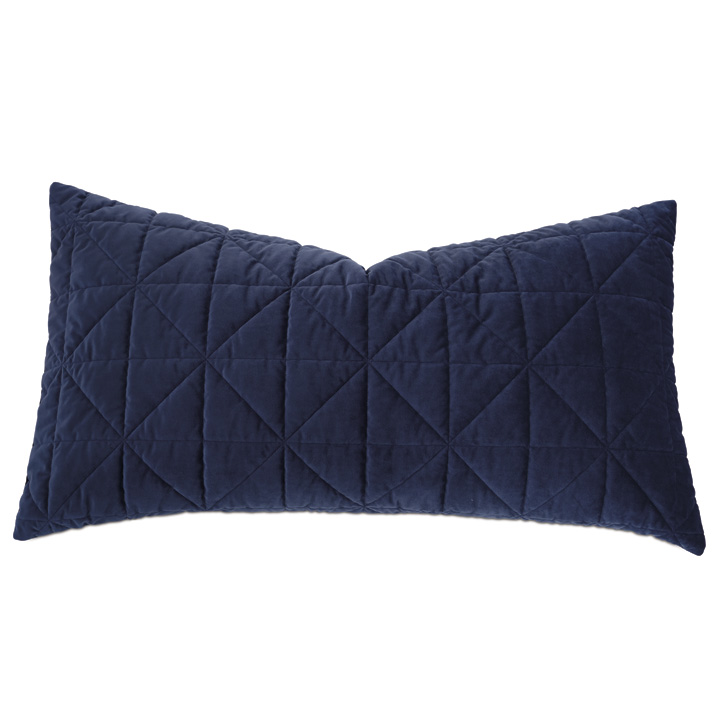 Nova Quilted Velvet King Sham in Indigo