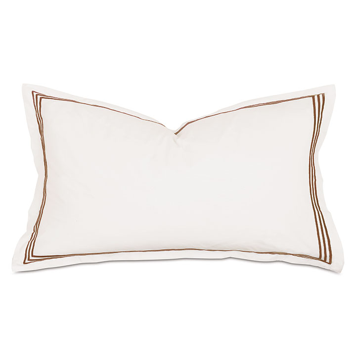 Tessa Satin Stitch King Sham in Ivory/Brown