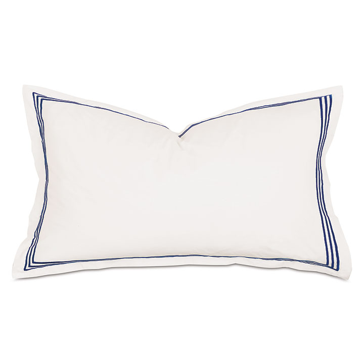 Tessa Satin Stitch King Sham in Ivory/Navy