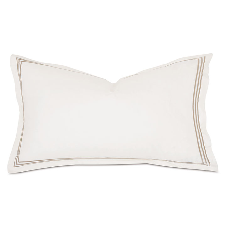 Tessa Satin Stitch King Sham in Ivory/Sable