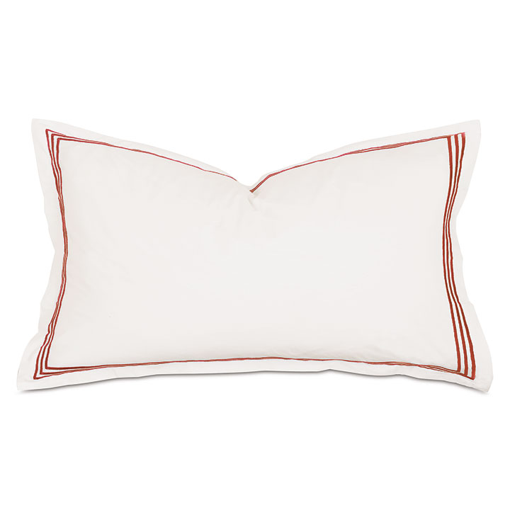 Tessa Satin Stitch King Sham in Ivory/Scarlet