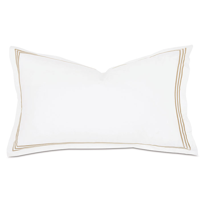 Tessa Satin Stitch King Sham in White/Bisque