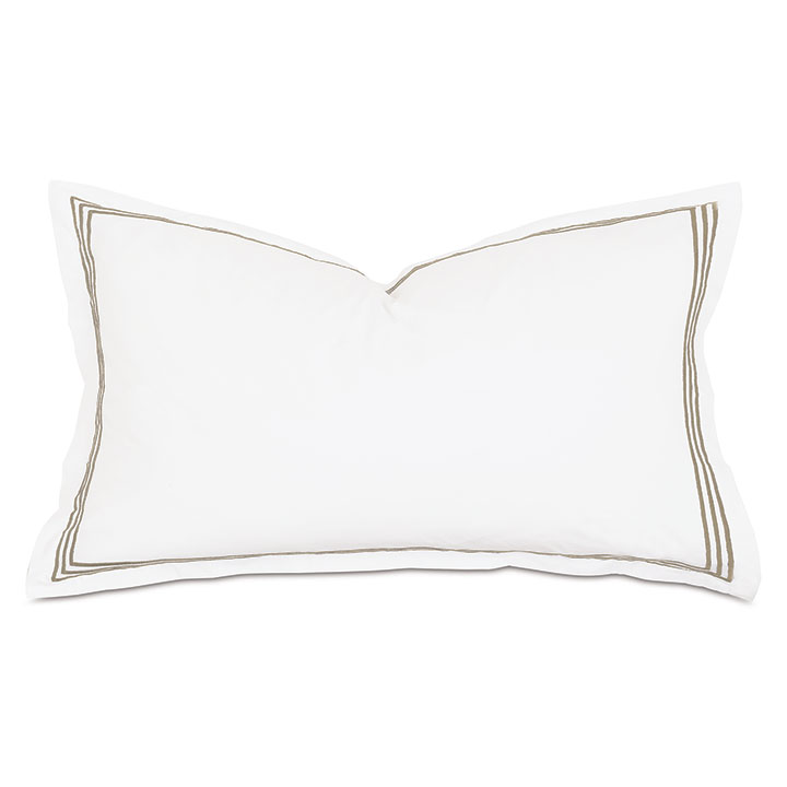 Tessa Satin Stitch King Sham in White/Sable