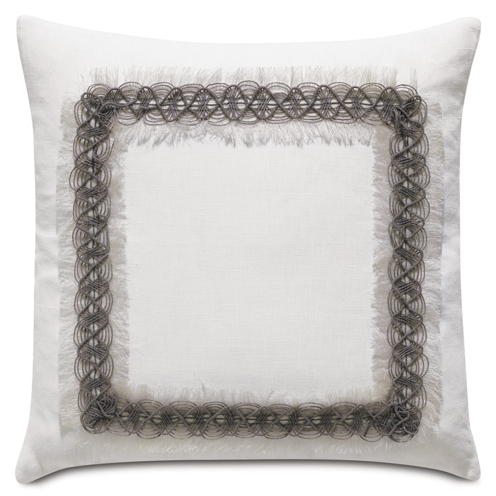 Naomi Border Accent Pillow In White