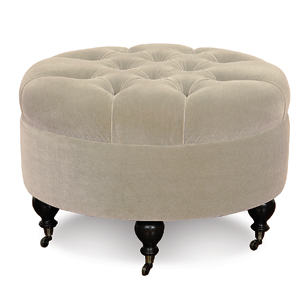 Bach Heraldic Ivory Round Ottoman