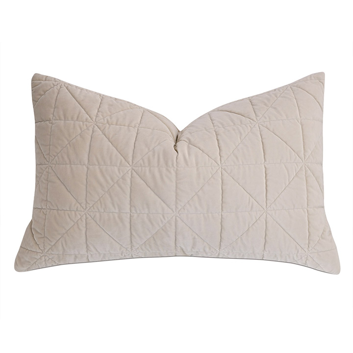 Nova Quilted Velvet Queen Sham in Ivory