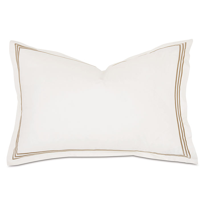 Tessa Satin Stitch Queen Sham in Ivory/Antique