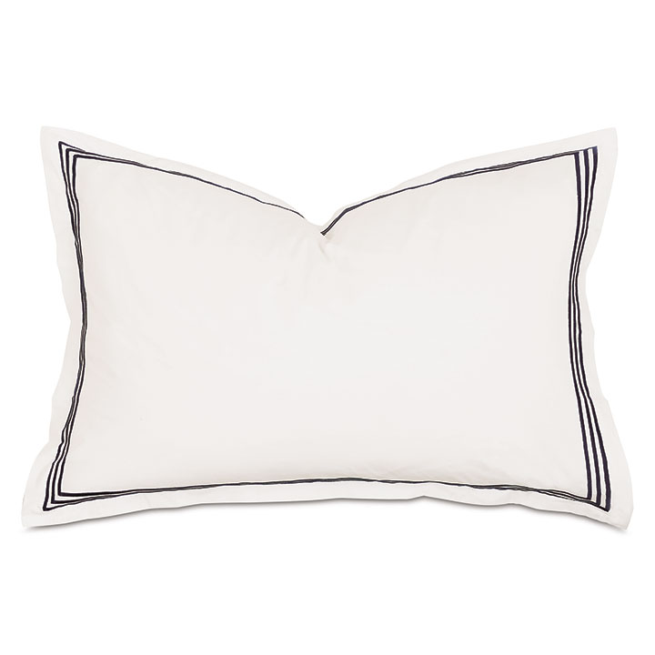 Tessa Satin Stitch Queen Sham in Ivory/Black