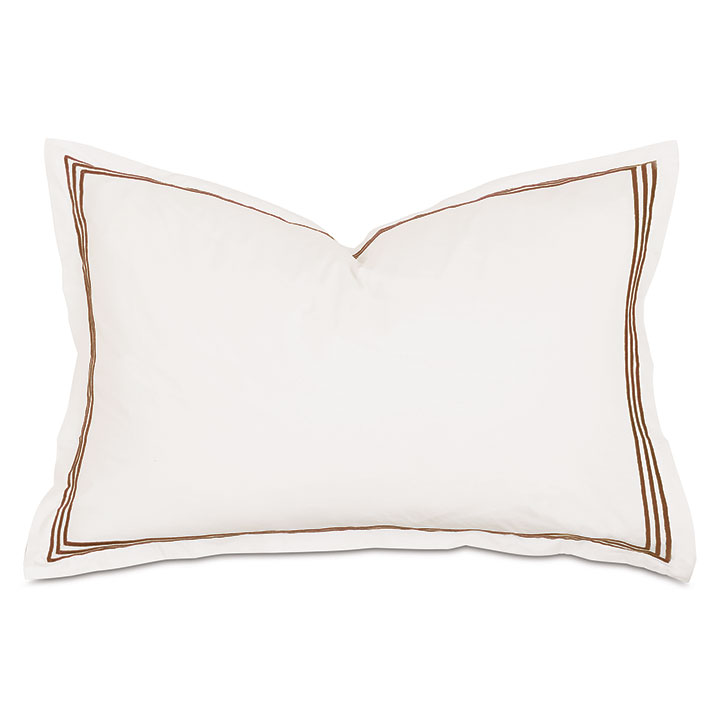 Tessa Satin Stitch Queen Sham in Ivory/Brown