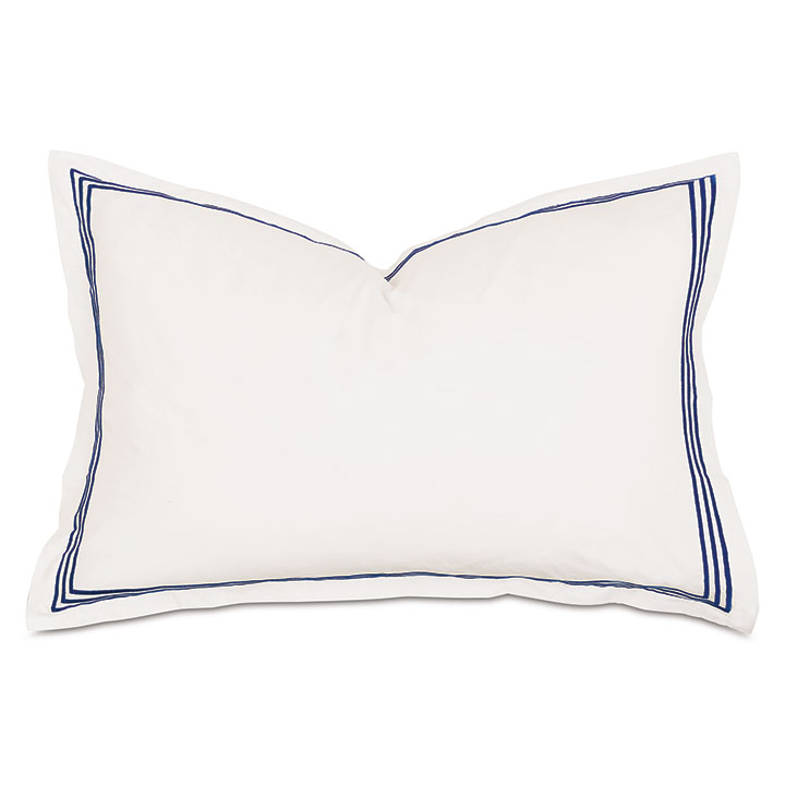 Tessa Satin Stitch Queen Sham in Ivory/Navy