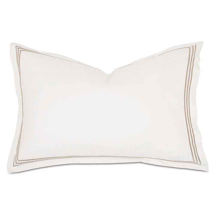 Tessa Satin Stitch Queen Sham in Ivory/Sable