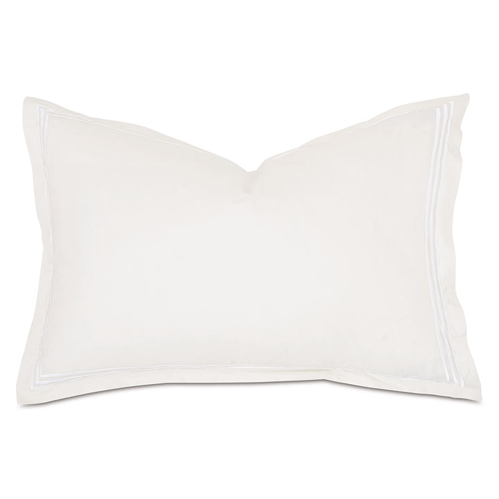 Tessa Satin Stitch Queen Sham in Ivory/White