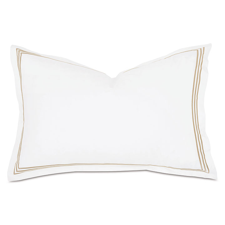 Tessa Satin Stitch Queen Sham in White/Bisque