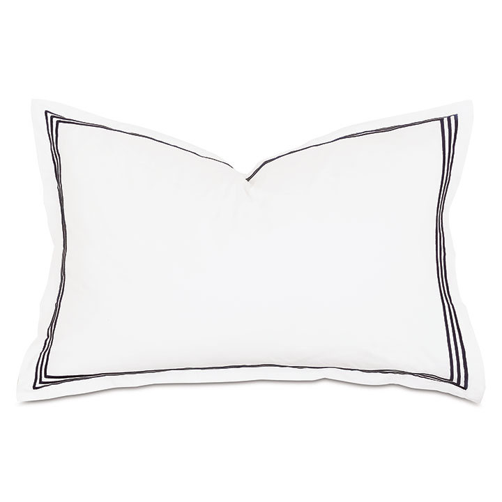 Tessa Satin Stitch Queen Sham in White/Black