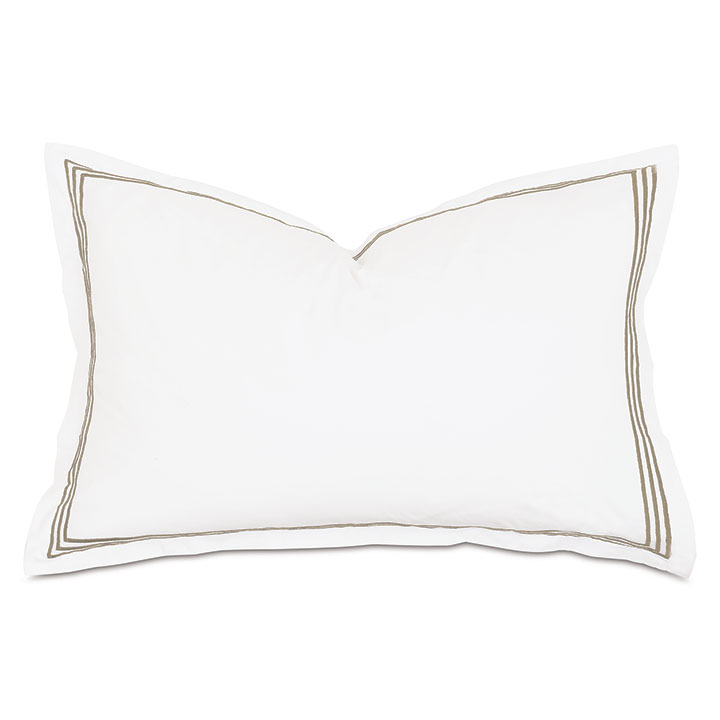 Tessa Satin Stitch Queen Sham in White/Sable