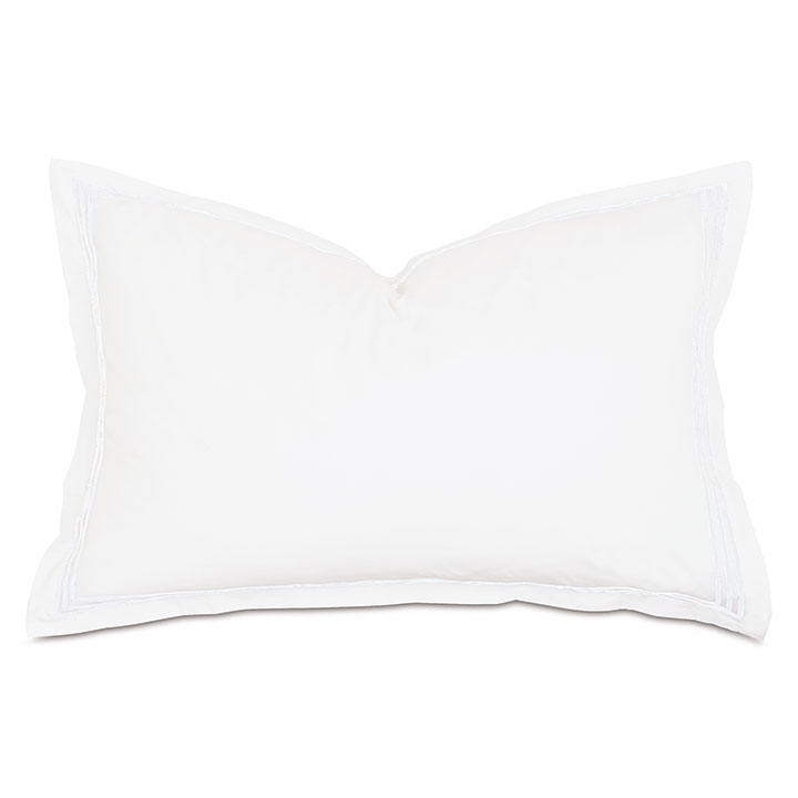 Tessa Satin Stitch Queen Sham in White/White