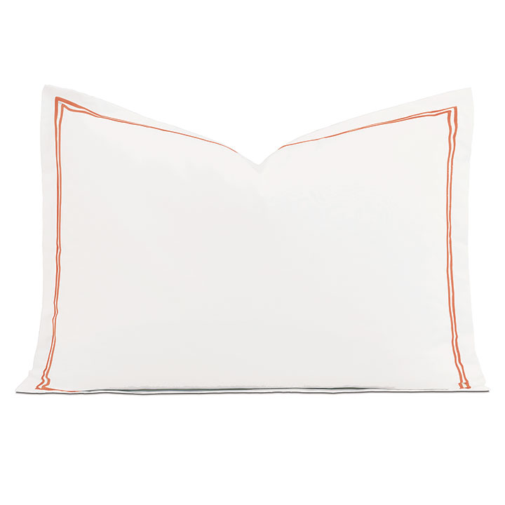 Enzo Satin Stitch Queen Sham in Coral