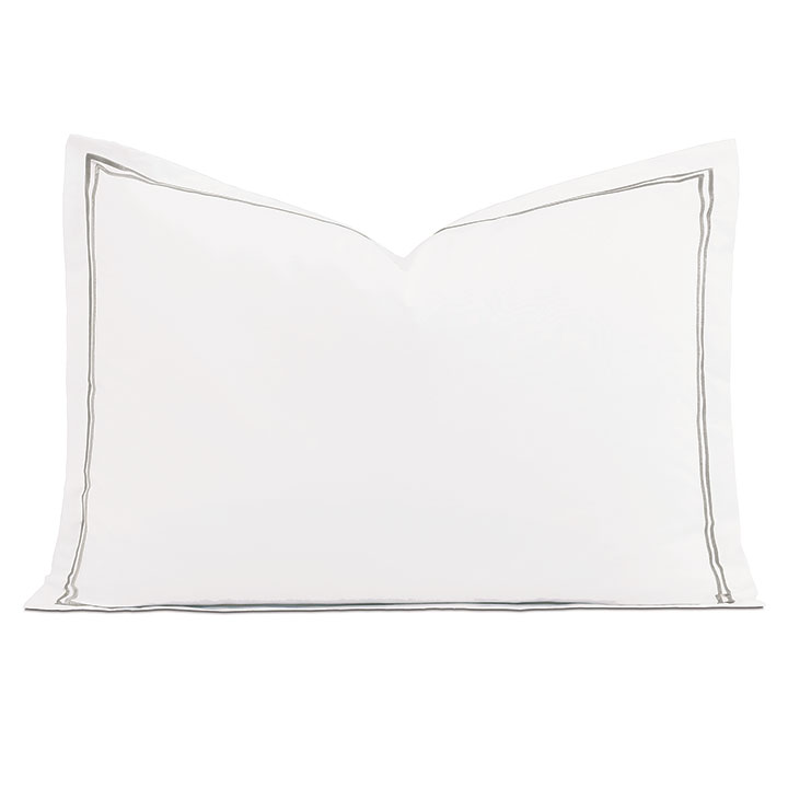 Enzo Satin Stitch Queen Sham in Dove