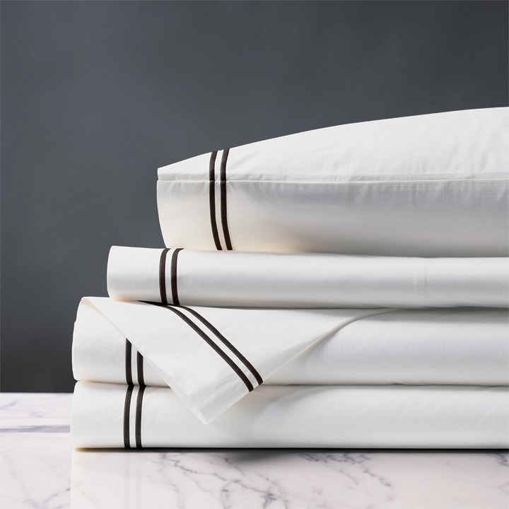 Enzo Satin Stitch Sheet Set in Black