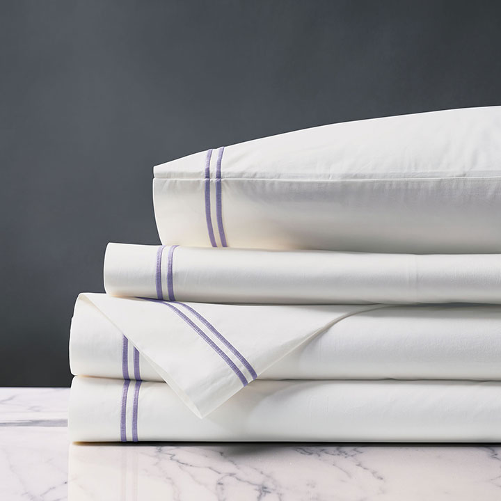 Enzo Satin Stitch Sheet Set in Heather