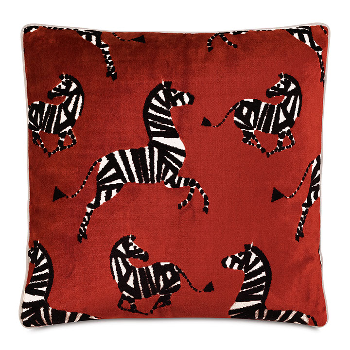 Tannenbaum Zebra Decorative Pillow In Cherry