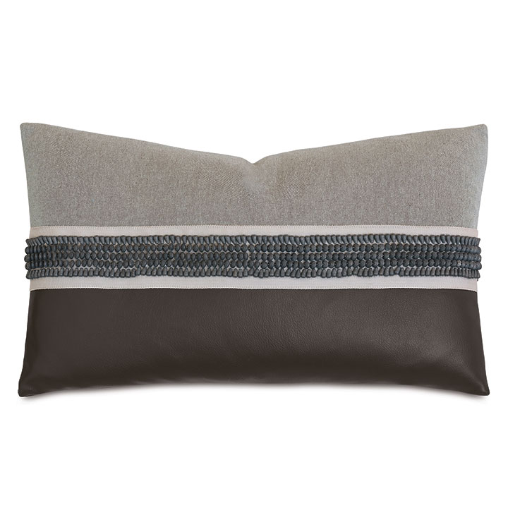 SHELDON BEADED BORDER DECORATIVE PILLOW IN GRANTE