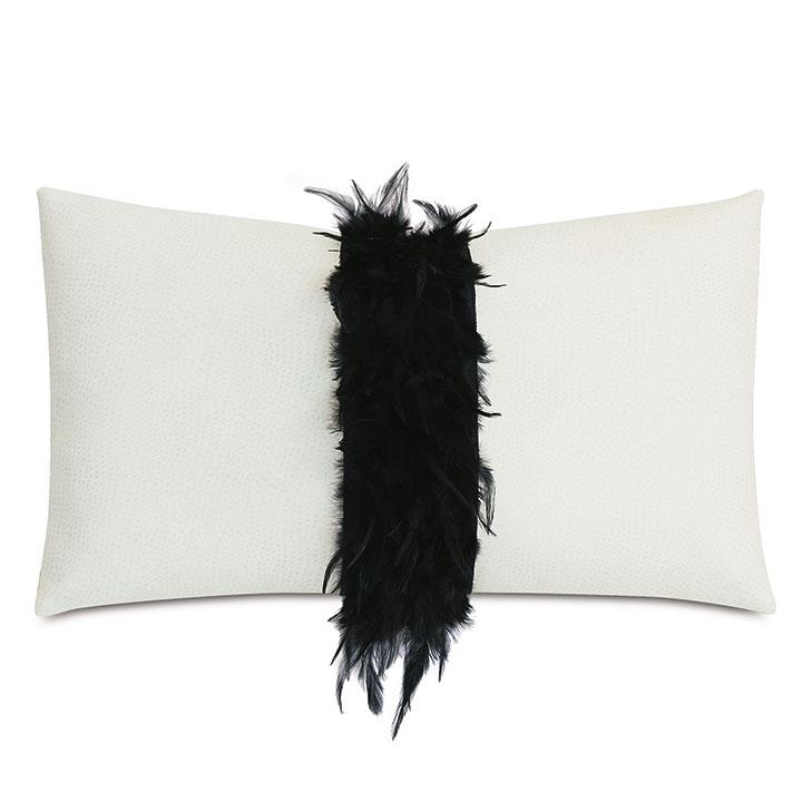 RAVEN FEATHERY BORDER DECORATIVE PILLOW